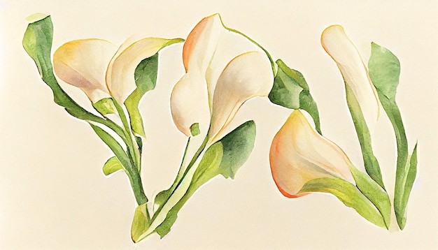 A pattern of yellow calla flowers