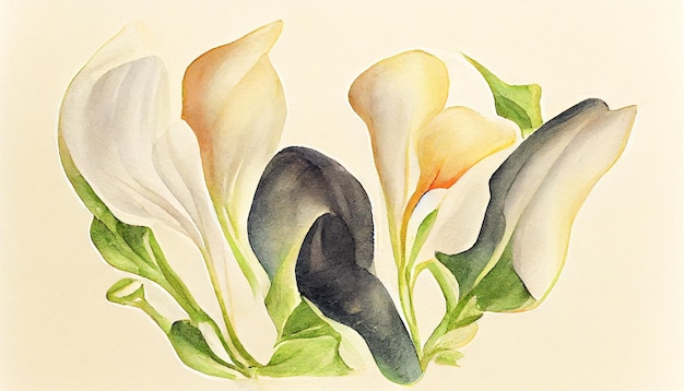 A pattern of yellow calla flowers