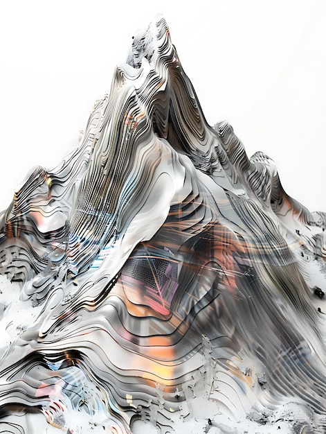 A Patterned Mountain Landscape of Layered Color Fields 3d