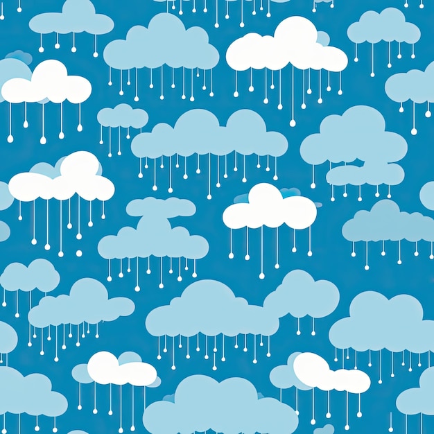 Photo patterns created using a repeated cloud and raindrop motif