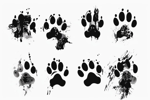 Photo paw footprint icon animal foot print dog graffiti spray step wolf trail bear trace silhouette paw footprint