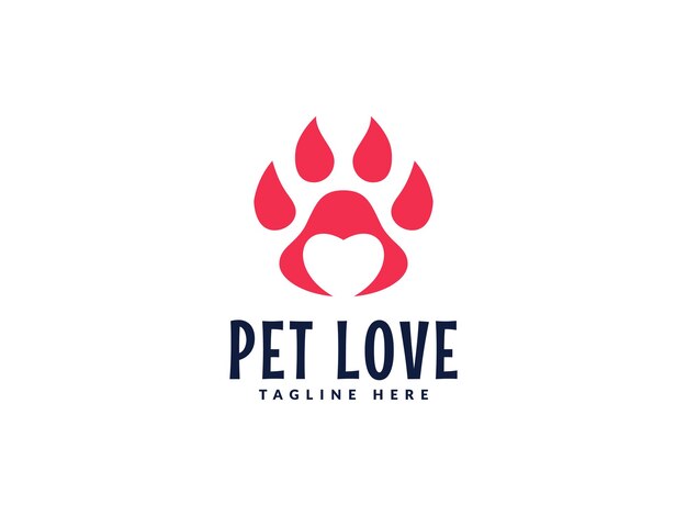 paw love logo vector illustration paw heart logo template