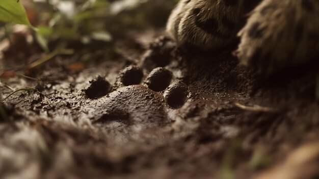 Photo a paw with a paw print of a paw print