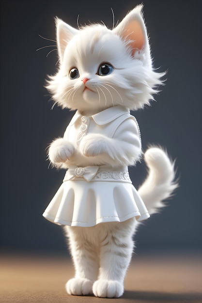 Paws and Purrfection Adorable White Kitten in Chic Ensembles