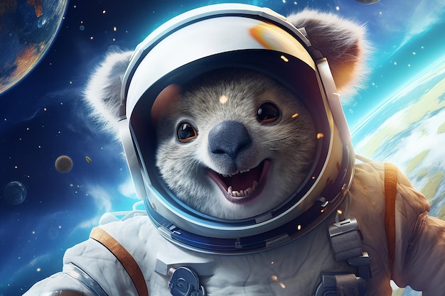 Pawsome Astronaut A Koala Exploring the Digital Galaxy