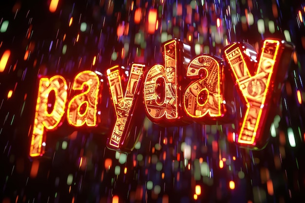 Photo payday is a word that is written in a bold and colorful font