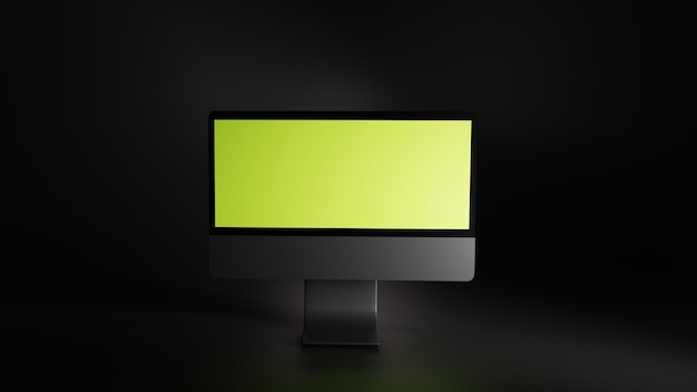 Photo pc screen 3d rendering. modern desktop realistic mockup. computer monitor with blank screen