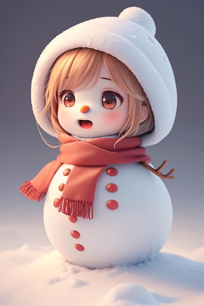 PC winter snow season snowman 3d model Christmas snowman wallpaper illustration background