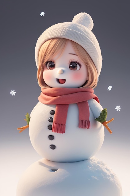 PC winter snow season snowman 3d model Christmas snowman wallpaper illustration background