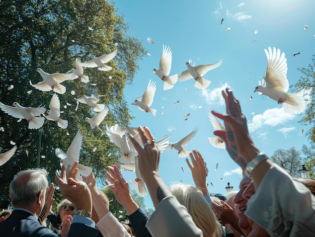 Photo peace dove release ceremony