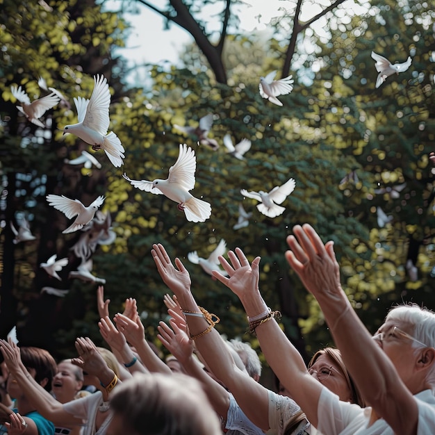 Photo peace dove release ceremony