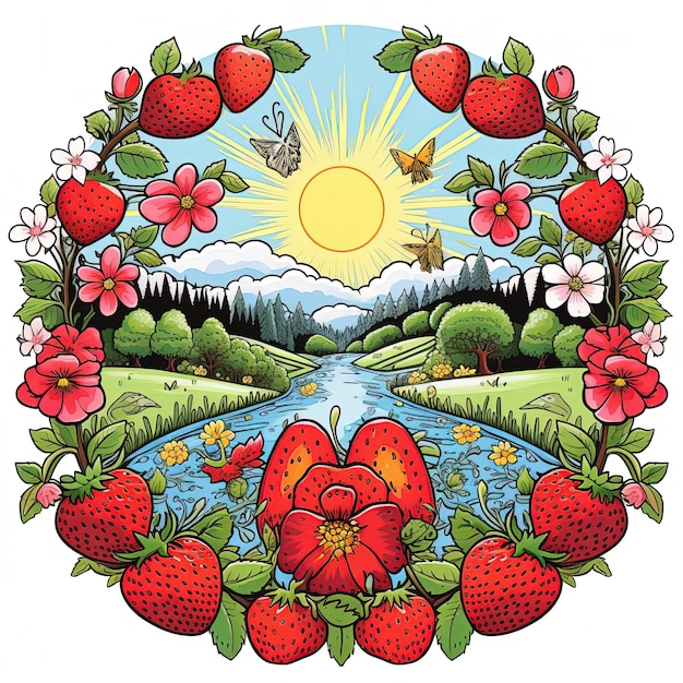 peace sign with strawberries trees