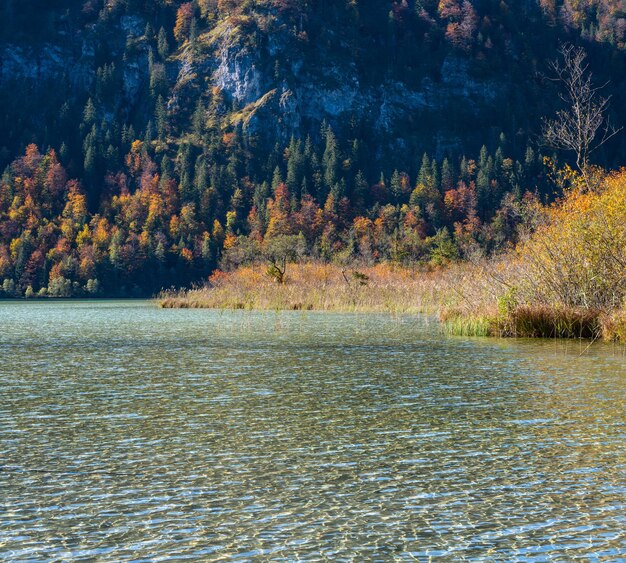 Peaceful Autumn Alps mountain lake Offensee lake Salzkammergut Upper Austria