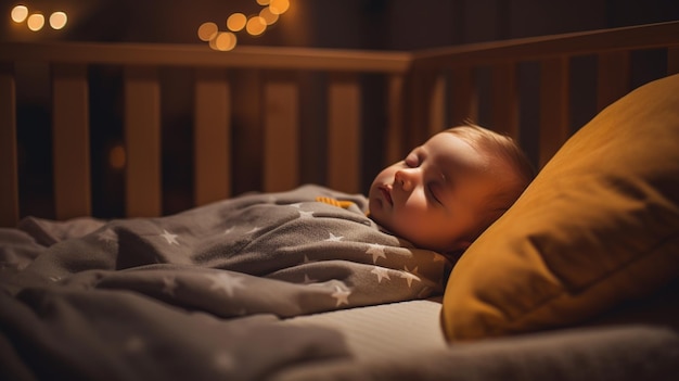 Peaceful baby sleeping in crib