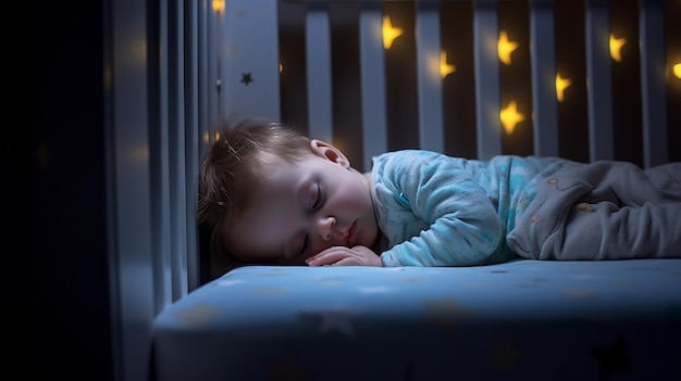 Peaceful baby sleeping in crib