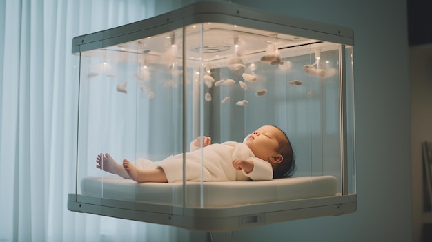 Peaceful baby sleeping in crib