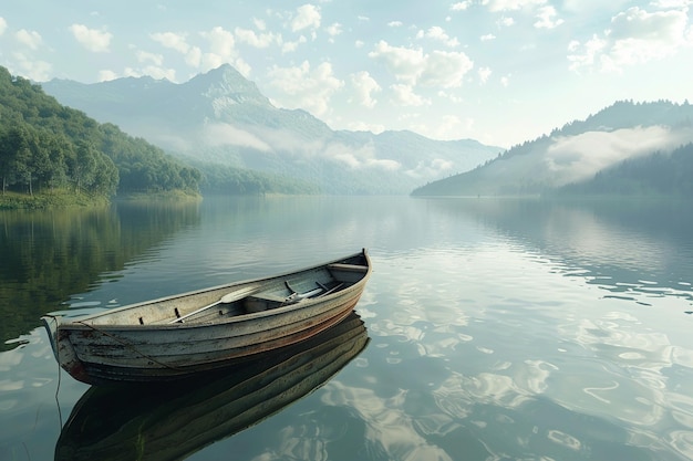 Peaceful boat ride on a calm lake