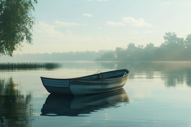 Peaceful boat ride on a calm lake