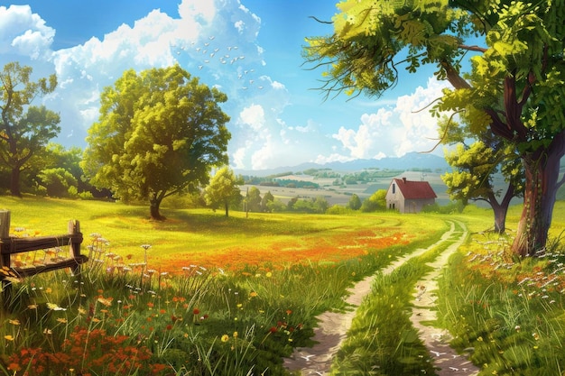 Peaceful Countryside Serene rural landscape concept