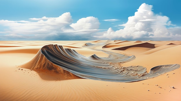 Photo peaceful desert scene with smooth flowing dunes and a clear bright sky