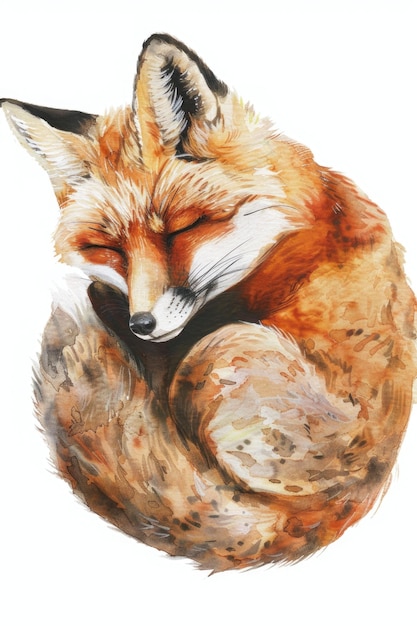 Photo peaceful image of a sleeping fox suitable for nature and animal themes