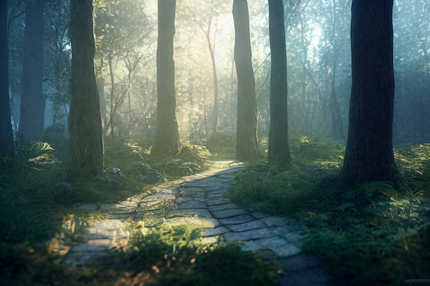 Peaceful magical forest scene fall near lower lewis falls in gifford pinchot national forest