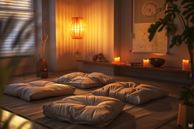 peaceful meditation room with soft glow