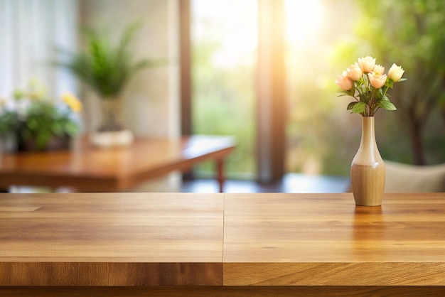 A Peaceful Morning by the Wooden Table