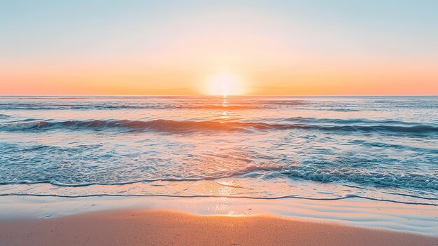 Photo peaceful ocean sunset with waves crashing on sandy beach