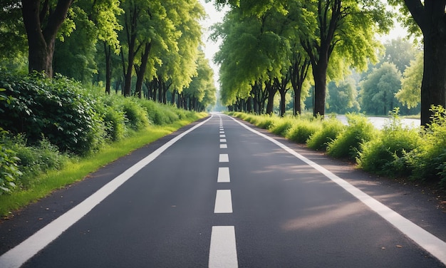 Peaceful Road Amidst Lush Green Trees