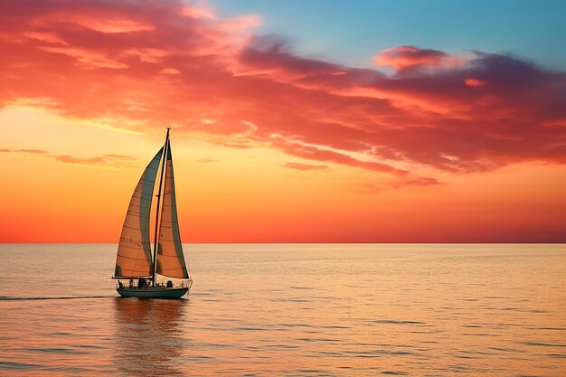 peaceful sailboat on sun set wallpaper