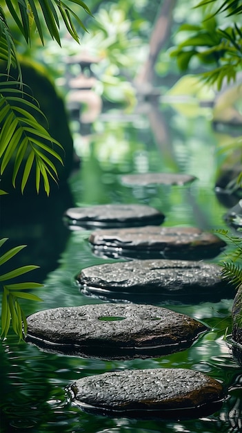 Peaceful Scene of Stone Stepping Stones