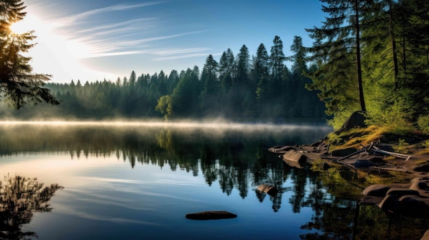 peaceful setting of a serene lake where memorial ceremonies