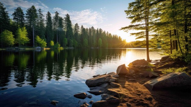 peaceful setting of a serene lake where memorial ceremonies