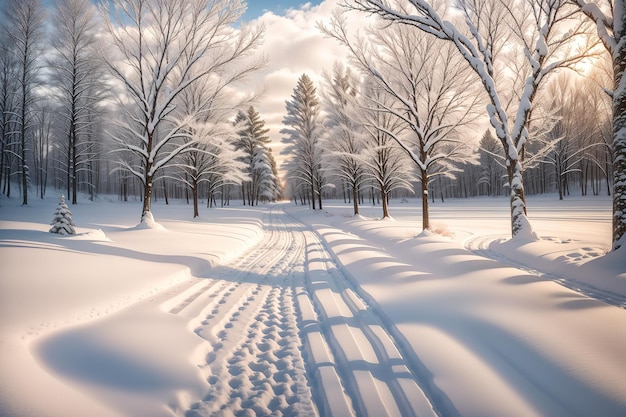 A peaceful snowy winter trail