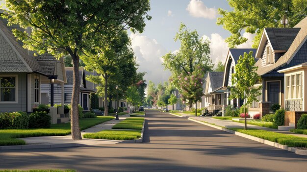 Photo a peaceful suburban street