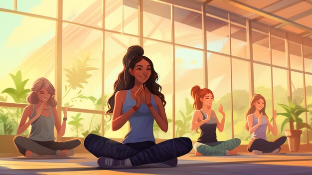 Peaceful Yoga Practice Young Woman in a Class Finding Serenity