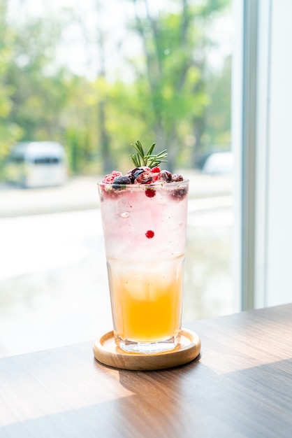 peach and berry soda glass in cafe restaurant