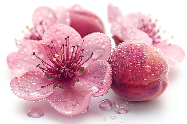 Peach blossom isolated on white background high quality high resolution