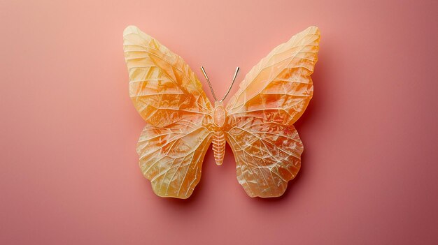 Photo peach butterflyshaped brooch isolated