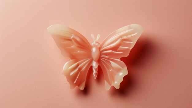 Photo peach butterflyshaped brooch isolated