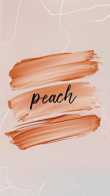 Photo peach color paint strokes design over light pastel color backdrop