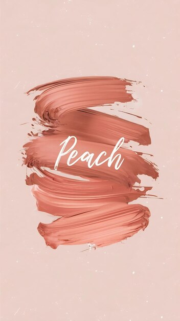 Photo peach color paint strokes design over light pastel color backdrop