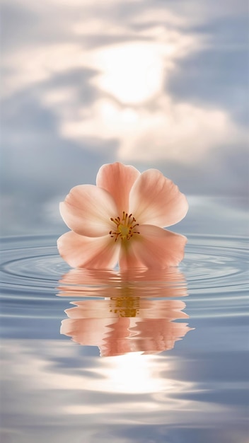 Photo peach flowerwater background