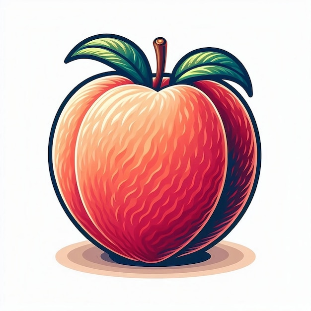 Peach fruit illustration design with bright and refreshing colors