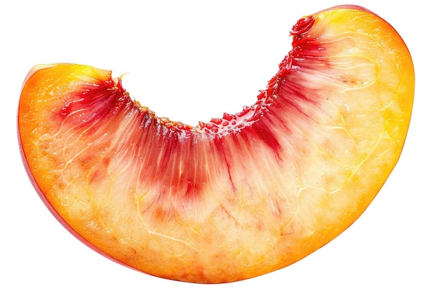 Peach fruit slice isolated on a white background