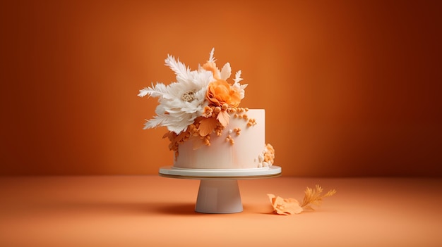 peach fuzz colored cake on the table trend color 2024