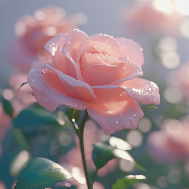 Photo peach fuzz rose blooming in the snow surrounded by the beauty of nature and petals