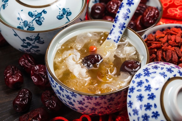 Peach gum and tremella soup