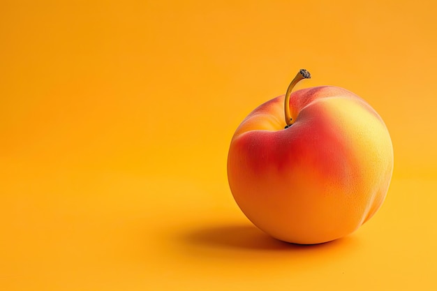 a peach isolated on orange background